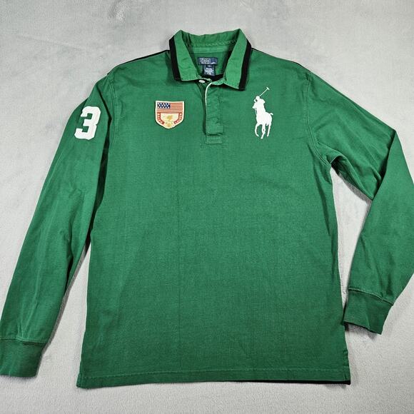Polo by Ralph Lauren Other - Vintage Polo Ralph Lauren Rugby Shirt Mens XL Suicide Ski Patch Big Pony Green